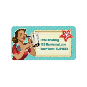 Retro Girl Christmas Cookie Swap Adres Etiket