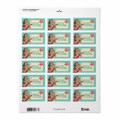 Retro Girl Christmas Cookie Swap Adres Etiket (Full Sheet)