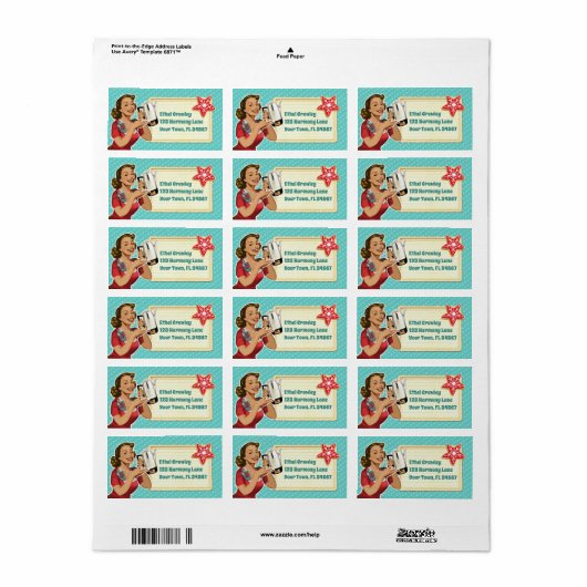 Retro Girl Christmas Cookie Swap Adres Etiket (Full Sheet)