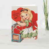 Retro Girl Custom Valentijnsdag Feestdagen Kaart (Voorkant)