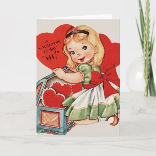 Retro Girl Custom Valentijnsdag Feestdagen Kaart (Voorkant)