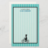Retro Girl Cyclist Silhouette Briefpapier (Voorkant / Achterkant)