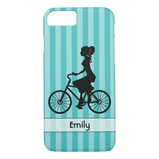 Retro Girl Cyclist Silhouette Case-Mate iPhone Case (Achterkant)