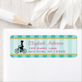 Retro Girl Cyclist Silhouette Etiket (Insitu)