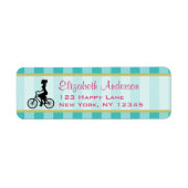 Retro Girl Cyclist Silhouette Etiket (Voorkant)