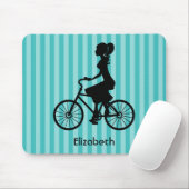 Retro Girl Cyclist Silhouette Muismat (Met muis)