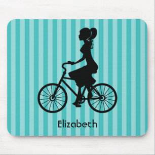 Retro Girl Cyclist Silhouette Muismat