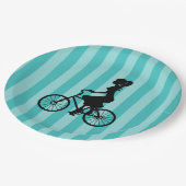 Retro Girl Cyclist Silhouette Papieren Bordje (Gekanteld)