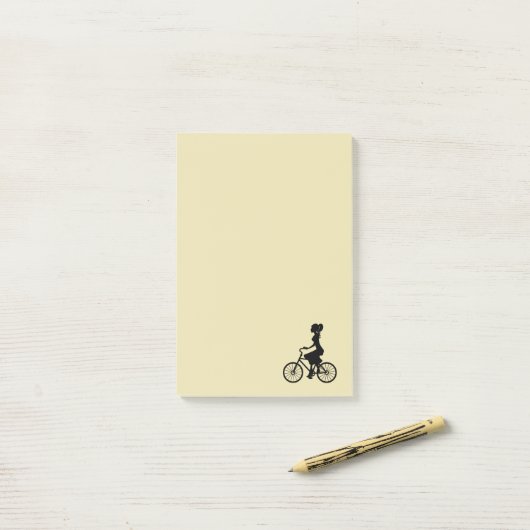 Retro Girl Cyclist Silhouette Post-it® Notes (Op bureau)