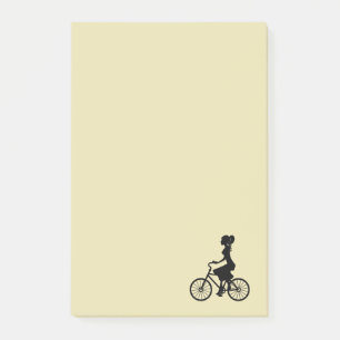 Retro Girl Cyclist Silhouette Post-it® Notes