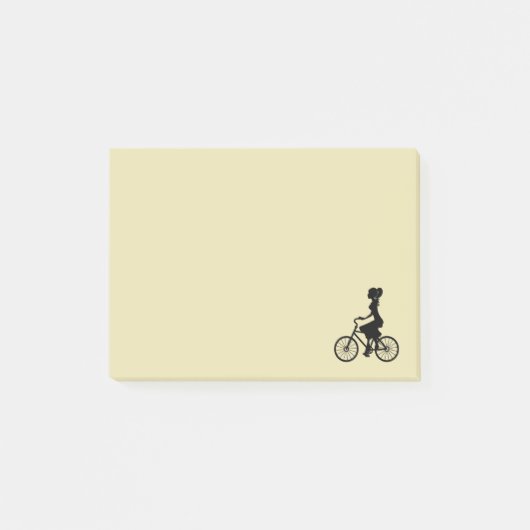 Retro Girl Cyclist Silhouette Post-it® Notes (Voorkant)