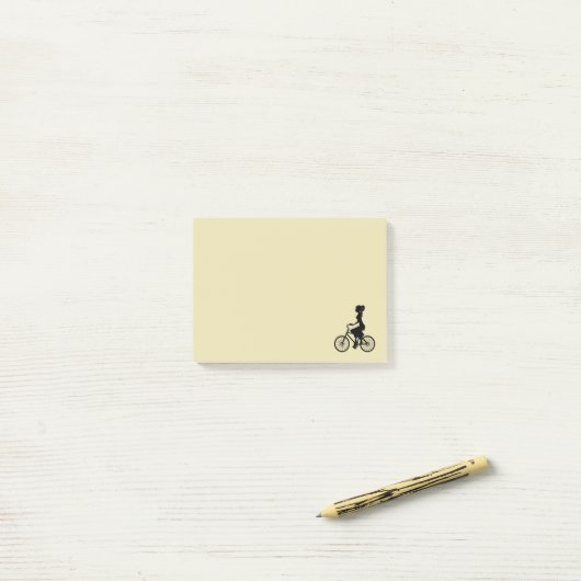 Retro Girl Cyclist Silhouette Post-it® Notes (Op bureau)