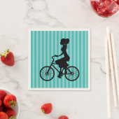 Retro Girl Cyclist Silhouette Servetten (Insitu)