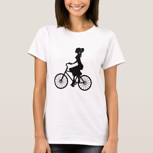 Retro Girl Cyclist Silhouette T-shirt (Voorkant)