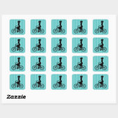 Retro Girl Cyclist Silhouette Vierkante Sticker (Vel)
