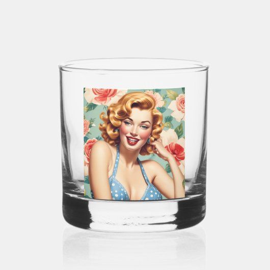 Retro Girl Drinkware Set Whisky Glas (Voorkant)