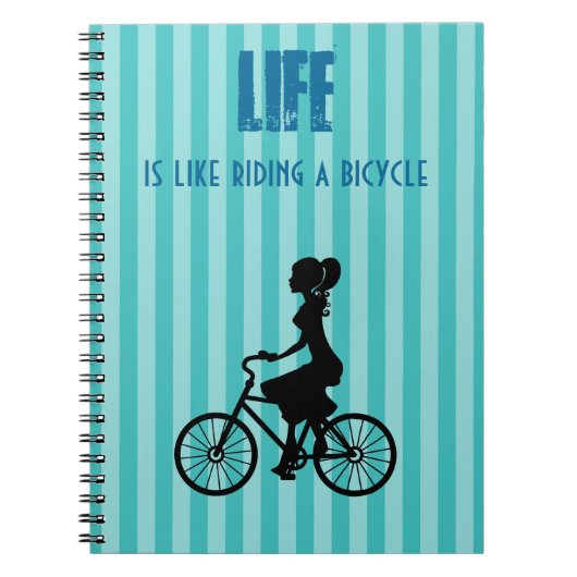 Retro Girl-fietser - Het leven is alsof je een fie Notitieboek (Voorkant)