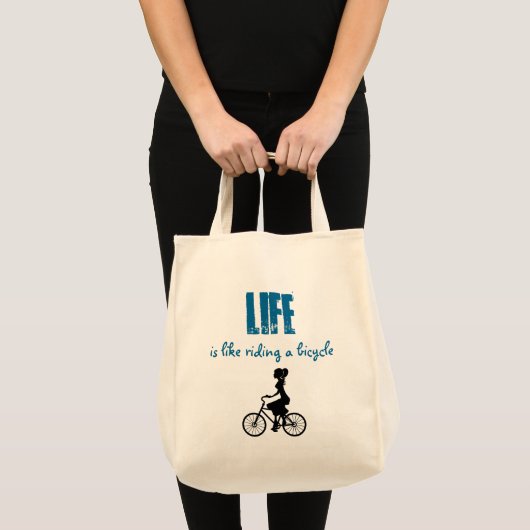 Retro Girl-fietser - Het leven is alsof je een fie Tote Bag (Voorkant (product))