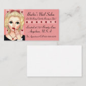 Retro Girl Head Vase Red Lips Vingernagels Visitekaartje (Voorkant / Achterkant)