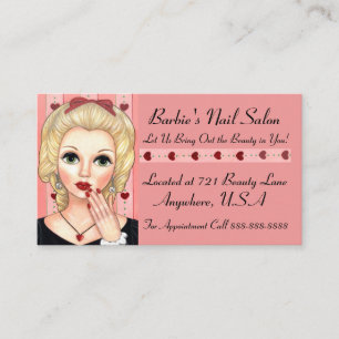  Retro Girl Head Vase Red Lips Vingernagels Visitekaartje