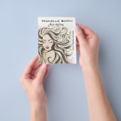 Retro girl met golvend haar Hairstyling branding Flyer (Hand)