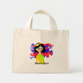Retro Girl Mini Canvas tas