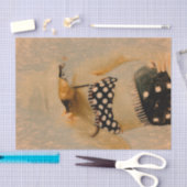 Retro Girl Polka Dot Bikini Sketch Art Tissuepapier (Craft)