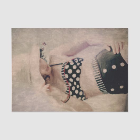 Retro Girl Polka Dot Bikini-themapapier Tissuepapier (Voorkant)