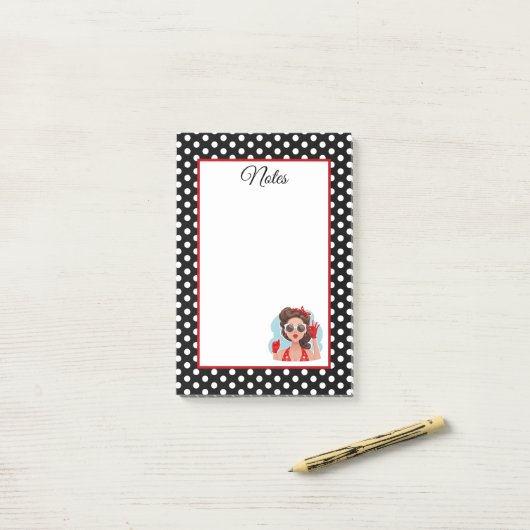 Retro Girl Post-it® Notes (Op bureau)