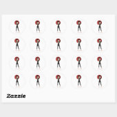 Retro Girl Ronde Sticker (Vel)