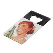 Retro Girl Soda Advert Funny Slogan Creditkaart Flessenopener (Achterkant Gekanteld)