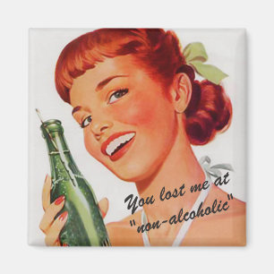 Retro Girl Soda Advert Funny Slogan Magneet