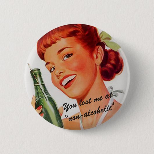 Retro Girl Soda Advert Funny Slogan Ronde Button 5,7 Cm (Voorkant)