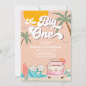 Retro Girl The Big One Surfen 1e verjaardagsfeestj Kaart (Voorkant)