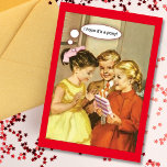 Retro Girl Wanhopige Pony Happy Birthday Notitiekaartje<br><div class="desc">Retro Girl wil Pony op zaterdag.</div>