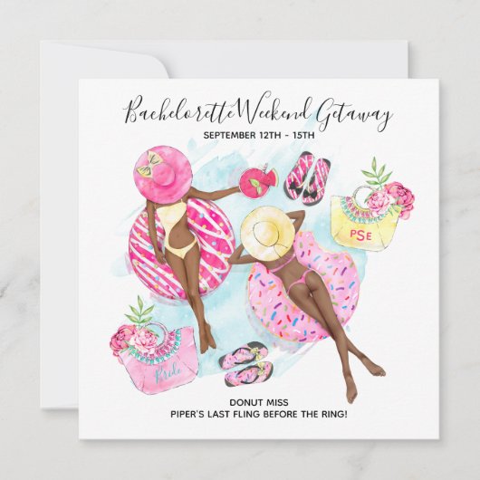 Retro Girls Bachelorette Beach Weekend Kaart (Voorkant)
