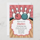 Retro Girls Bowling Birthday Party  Kaart (Voorkant)