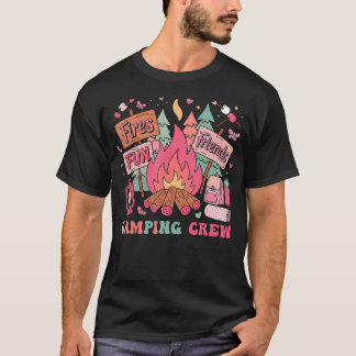 Retro Girls Campfire Family Matching Camping Crew T-shirt