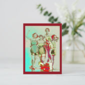 Retro Girls Day in het strand Briefkaart (Staand voorkant)