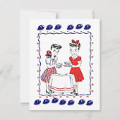Retro Girls die een Tea Party Social Invitation on Kaart (Voorkant)