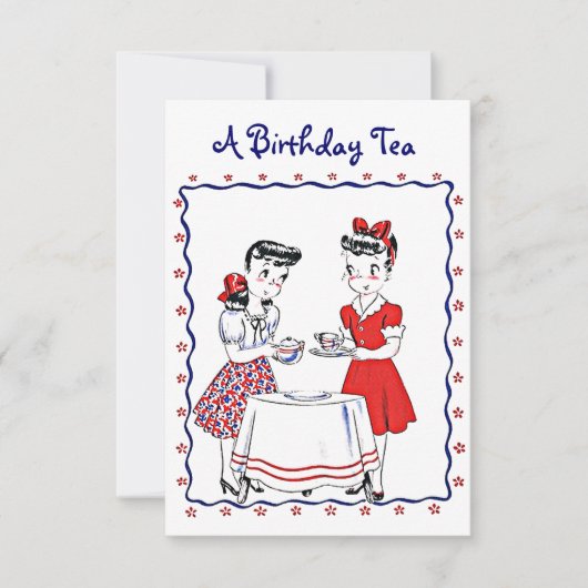 Retro Girls die een uitnodiging van de Tea Party  (Voorkant)