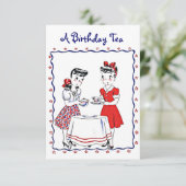 Retro Girls die een uitnodiging van de Tea Party  (Staand voorkant)