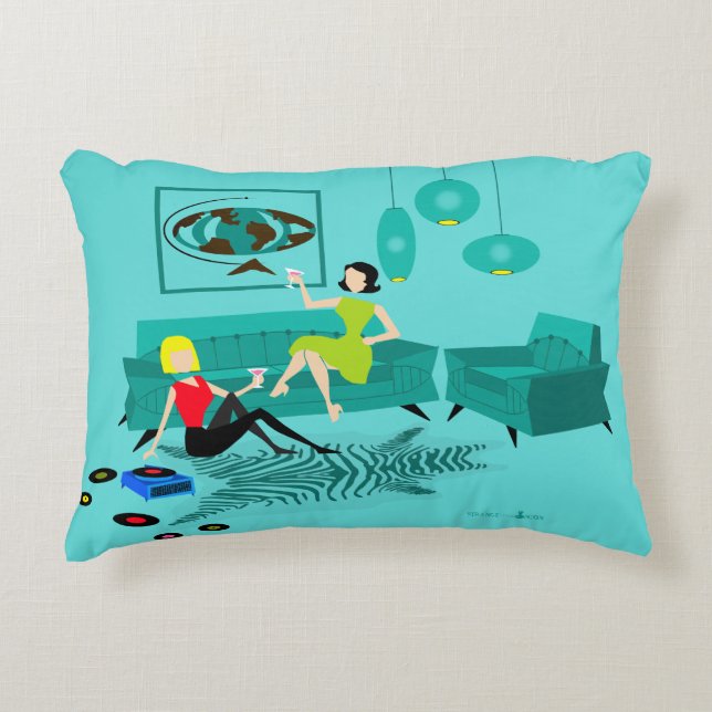 Retro Girl's nacht in Accent Pillow Accent Kussen (Voorkant)