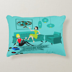Retro Girl's nacht in Accent Pillow Kussen