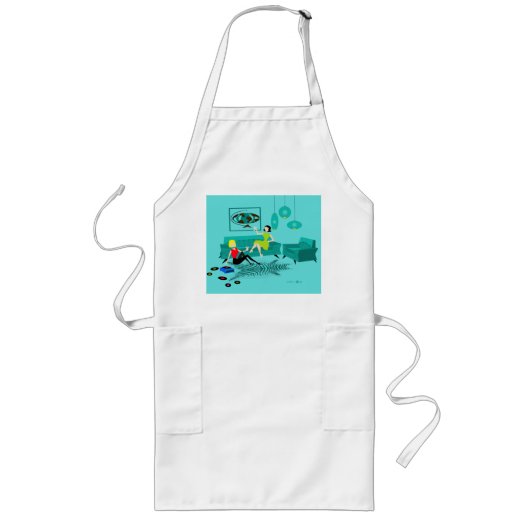 Retro Girl's nacht in Apron Lang Schort (Voorkant)