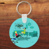 Retro Girls' nacht in Button Sleutelhanger (Voorkant)
