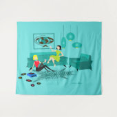 Retro Girl's nacht in de bosbouw Wandkleed (Voorkant (horizontaal))