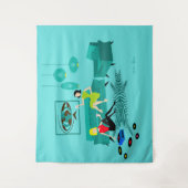 Retro Girl's nacht in de bosbouw Wandkleed (Voorkant)