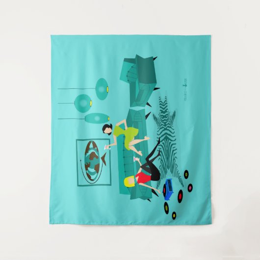 Retro Girl's nacht in de bosbouw Wandkleed (Voorkant)