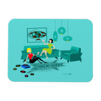 Retro Girl's nacht in Flexible Magnet